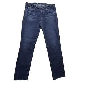 AG Adriano Goldschmied Prima Cigarette Jeans Women 29 Dark Wash Raw Hem Stretch